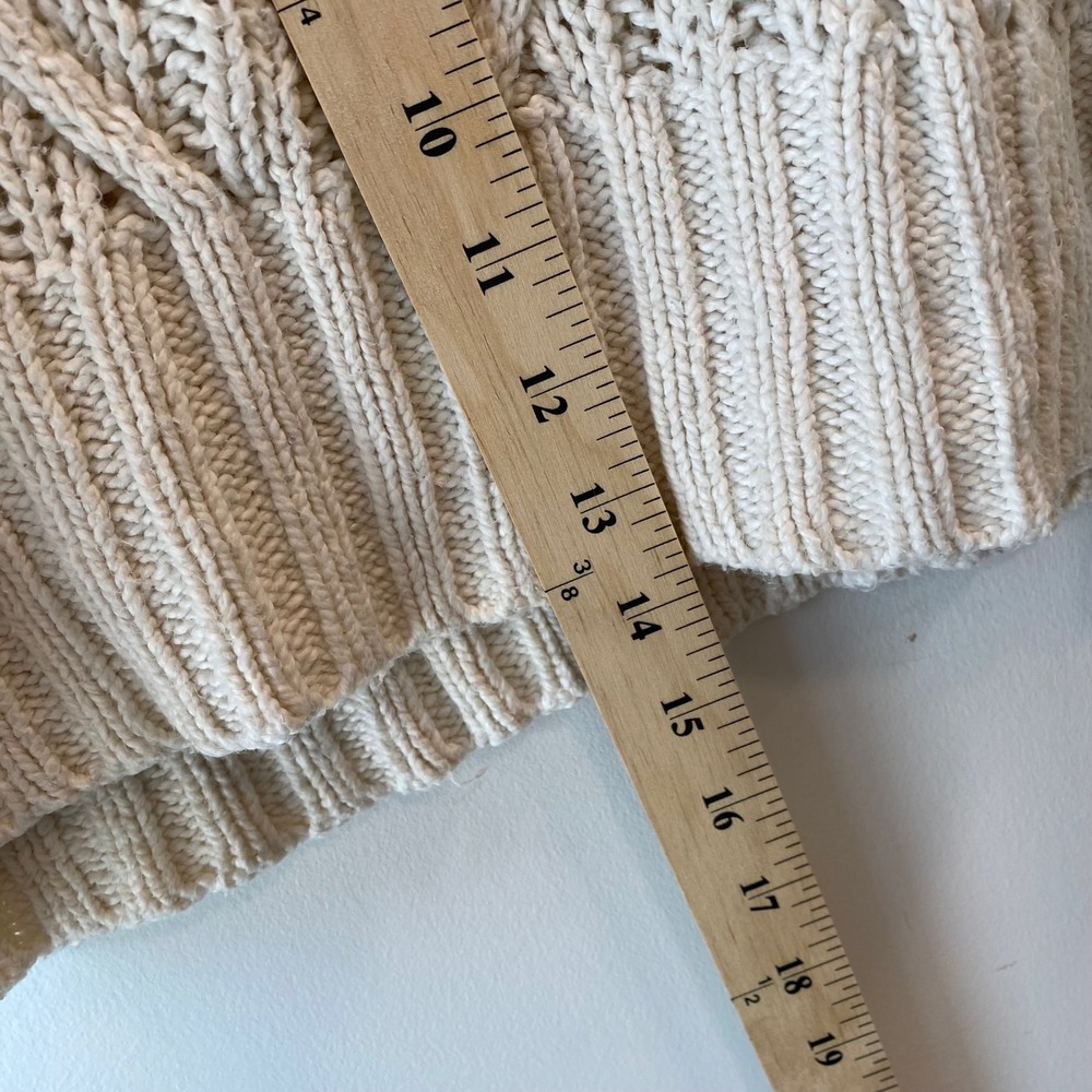 By Together Sweater Women S Cream Cable Knit Cropped Short Sleeve Boho Fisherman - Picture 5 of 6